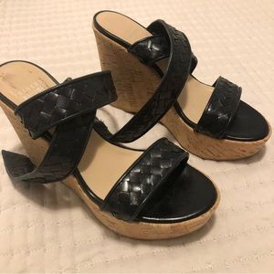 Stuart Weitzman Cork X-ray Wedges - Black , Size 8